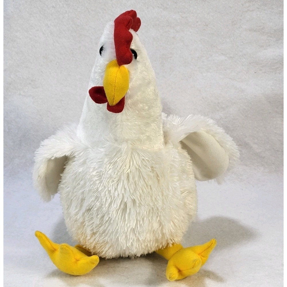 Hug Fun Chicken 12" Plush White Hen Cluck Farm Stuffed Animal Tags